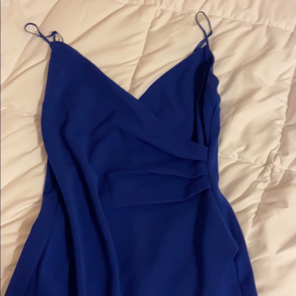 Blue high-low slit dress